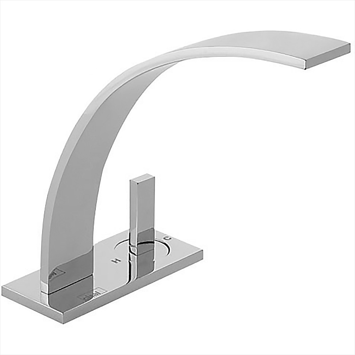 CISAL Wave Смеситель однорычажный для раковины на 2 отверстия без донного клапана, цвет: хром