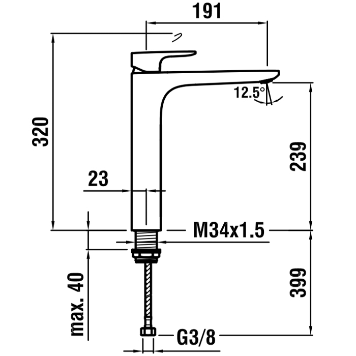 Laufen Cityplus Смеситель для раковины, высокий, 1 отв., с донным клапаном, цвет: хром