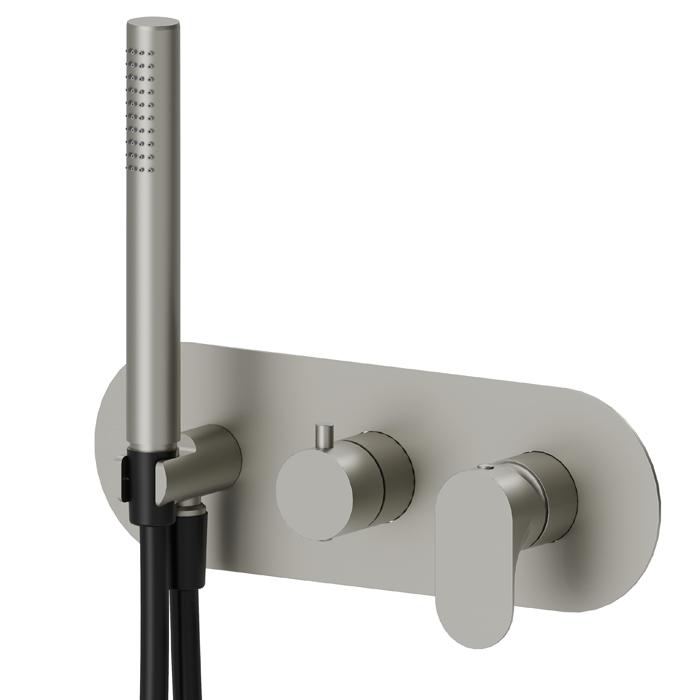 Newform Linfa II Смеситель для душа, встраиваемый, с ручным душем, 2 потока, внешняя часть, цвет: titanium satin