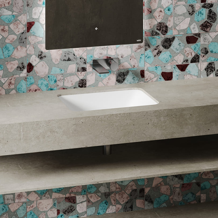 Salini Marea 06 Раковина врезная снизу 55х40х13.4cм., без отв., без перелива, мат-л: S-Sense, цвет: белый