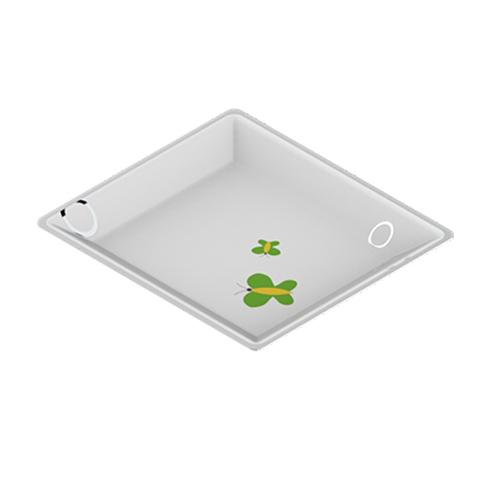 THG CAPUCINE VERT DECOR PLATINE Поднос керамический 220х198 мм., настольный, large size, декор платина/зеленый, цвет: белый