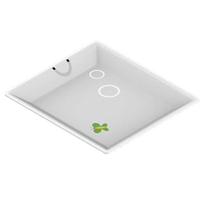 THG CAPUCINE VERT DECOR PLATINE Поднос керамический 171х154 мм., настольный, middle size, декор платина/зеленый, цвет: белый