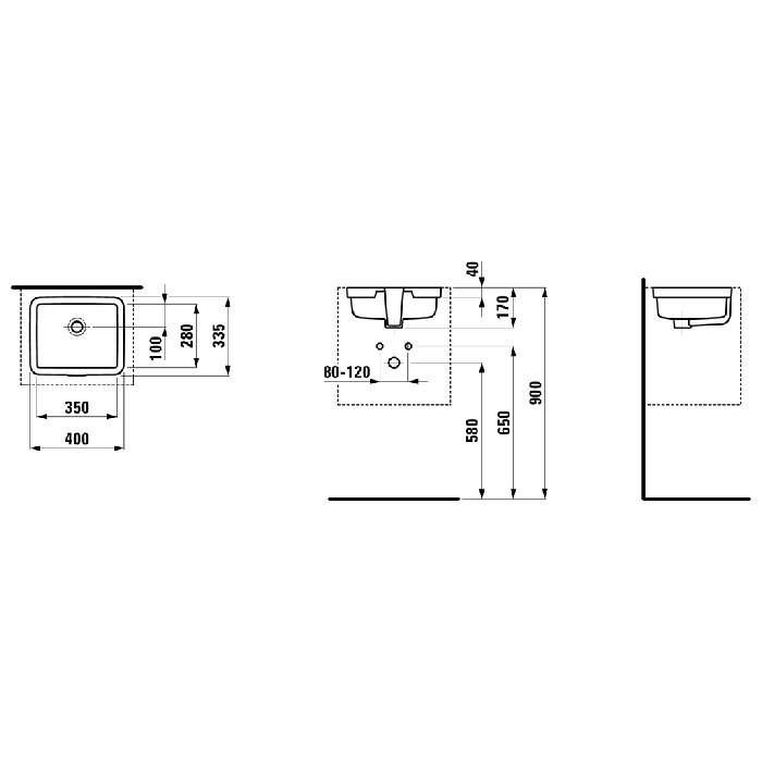 Laufen Living City Раковина 40x33.5x17см., без отв., встраиваемая снизу, цвет: белый