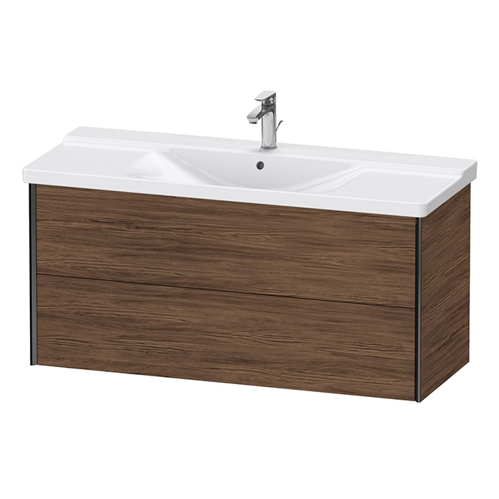 Duravit XViu Тумба подвесная 121x46.9x56.5см, с раковиной, 2 ящика, цвет: walnut dark/черный матовый