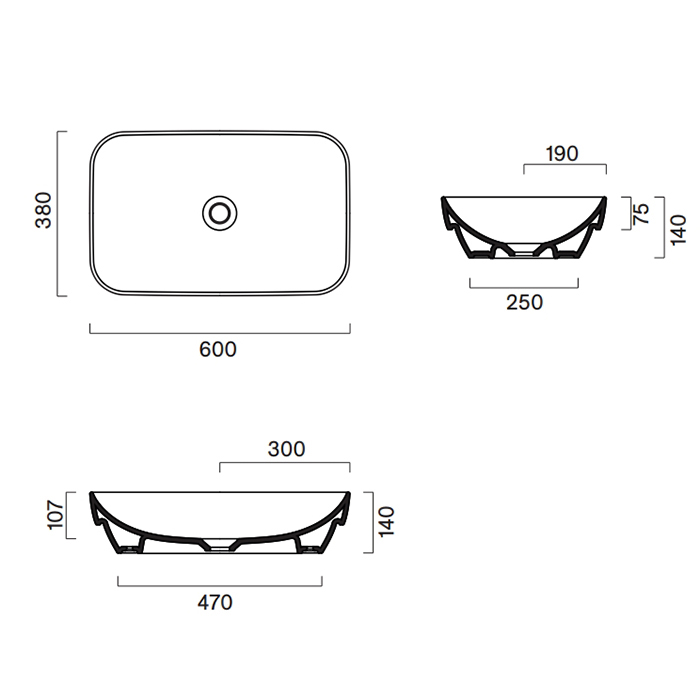 Catalano Green Раковина без перелива 60х38см., встраиваемая, цвет: белый глянцевый