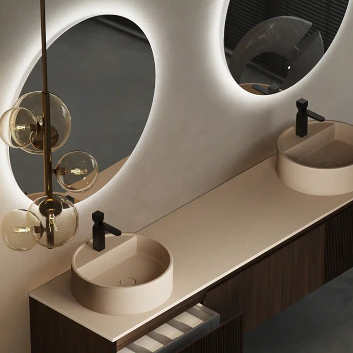 Salini Зеркало для ванны OMBRA 80х2.5см., круглое, с LED подсветкой, влагостойкое AGC Сrystalvision, сенс. выкл., крепления, обогрев, антизапот.