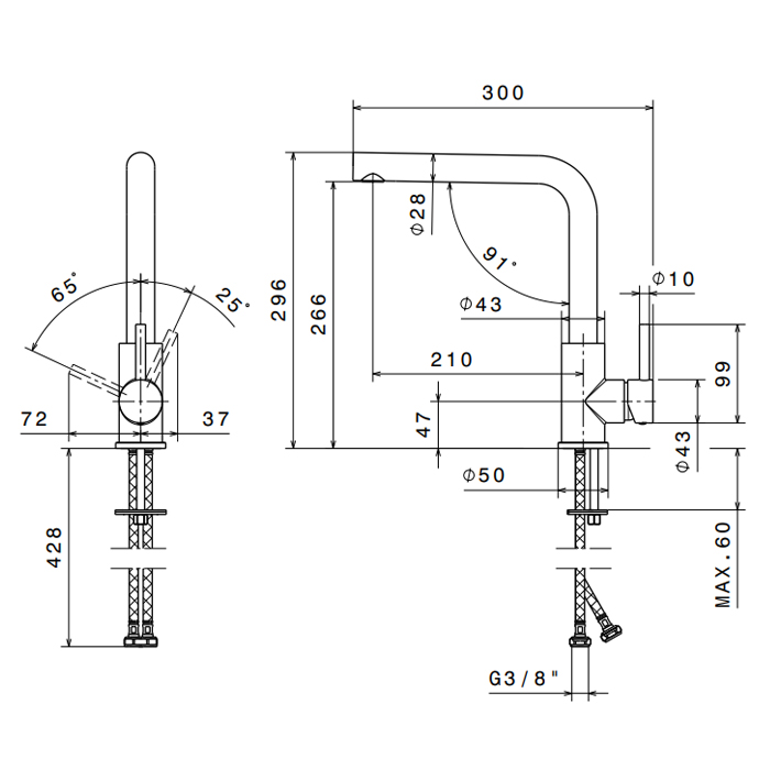 Newform Reasl Steal Смеситель для кухни, 1 отв., цвет: нержавеющая сталь