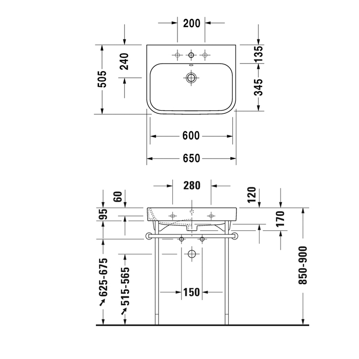 Duravit Happy D.2 Раковина подвесная, 65x50.5 см, 3 отв., шлифованная, с переливом, цвет: белый