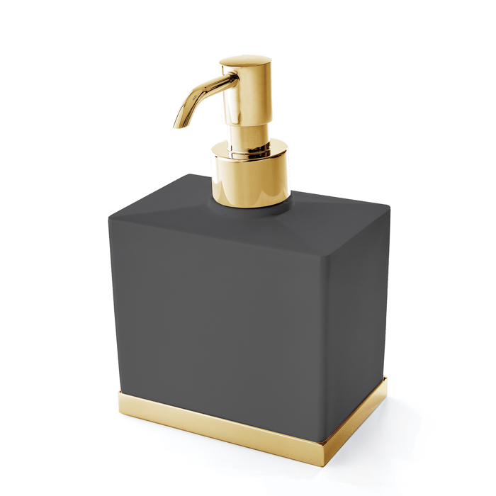 3SC Mood Deluxe Black Дозатор настольный, композит Solid Surface, цвет: чёрный матовый/золото 24к. 