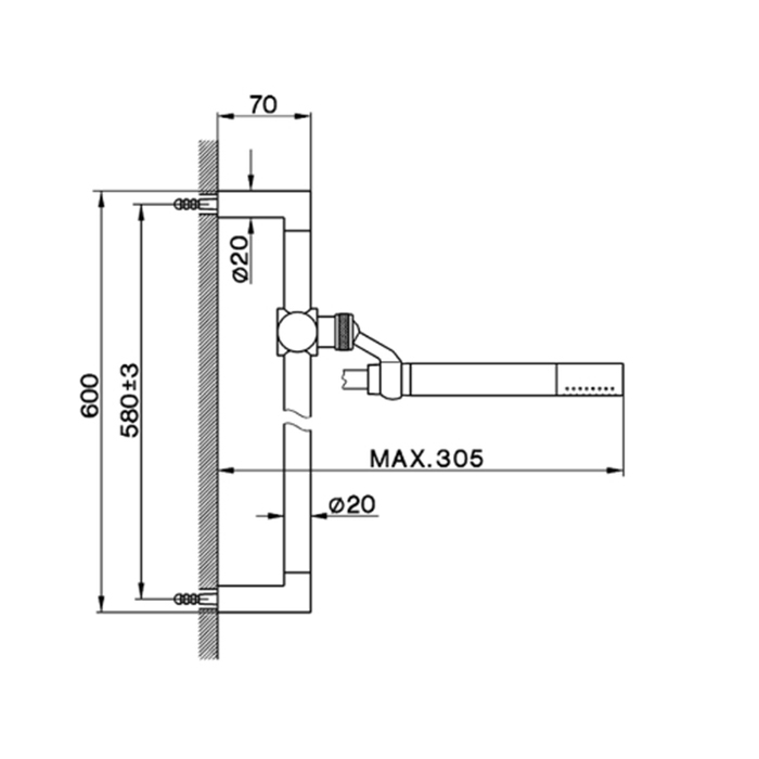 Cisal Shower Душевой гарнитур: ручной душ, шланг 150см, штанга 58см, цвет: хром