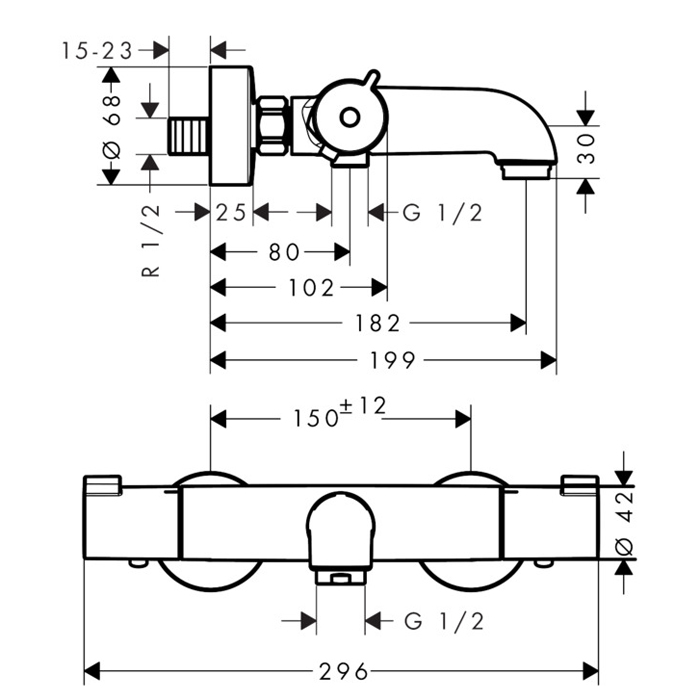 Hansgrohe Ecostat Термостат для ванны Ecostat 1001 CL, ВМ, цвет: хром