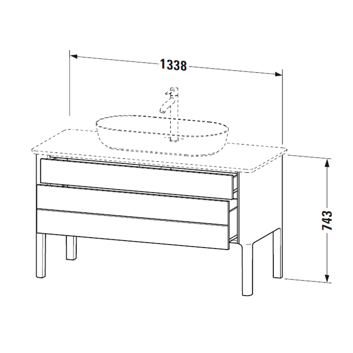 Duravit Luv База напольная 138.8x57х74.3см., с 2 выдв. ящиками, каменной столешницей и раковиной, цвет: белый матовый