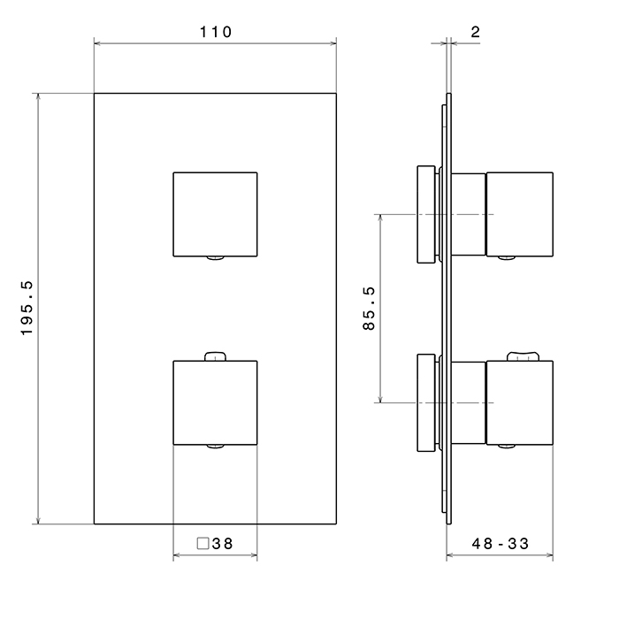 Newform Ergo Q Смеситель для душа, встраиваемый, термостатический, внешняя часть, цвет: черный матовый