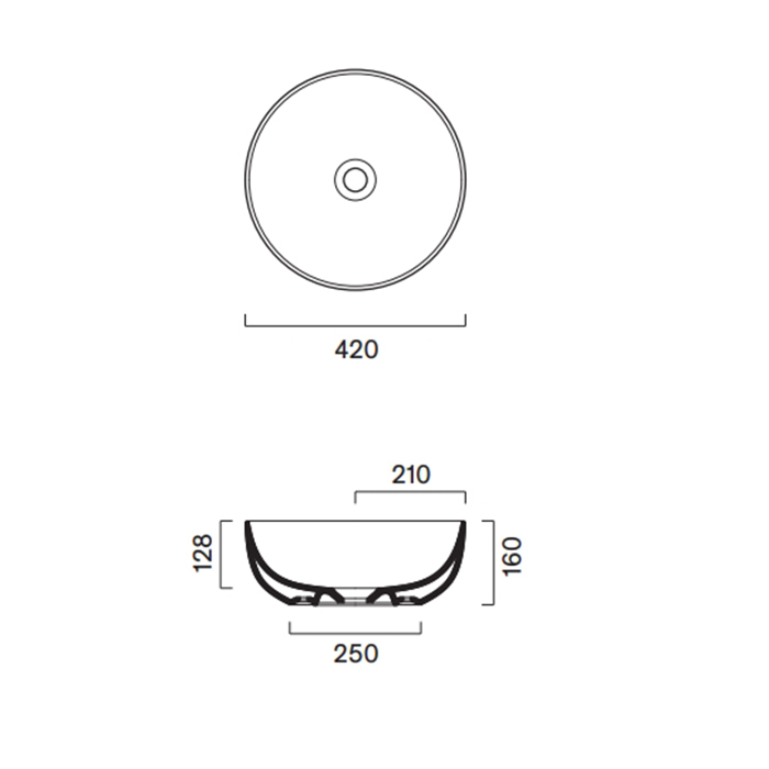 Catalano Sfera Раковина 42см h16 накладная, без отв., цвет: Aqua Satinato