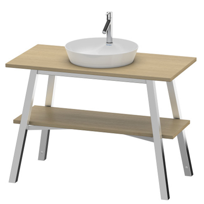 Duravit Cape Cod Консоль 112х82.5x57см., деревянная напольная с 1 полкой, с раковиной на 1 отв., цвет: Граб с раковиной