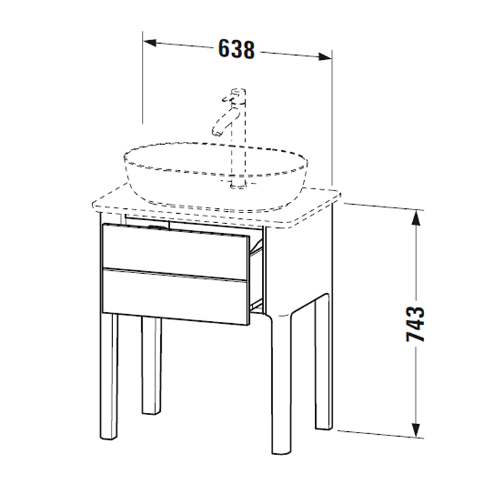 Duravit Luv База напольная 68.8x45х74.3см., с 1 выдв. ящиком, каменной столешницей и раковиной, цвет: скандинавско белый шелковисто-матовый