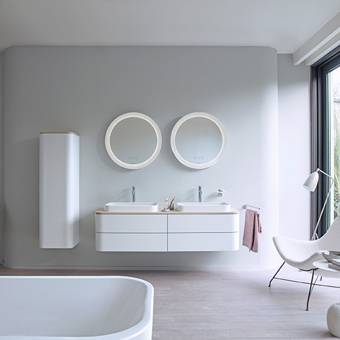 Duravit Happy D.2 Plus Зеркало с подсветкой radial, круглое 90x90x4.7см, сенсорное управление