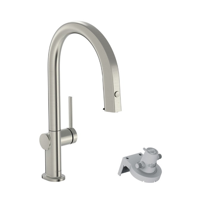 Hansgrohe Aqittura Смеситель для кухни, 1 отв., с вытяжным изливом 1jet и функцией фильтрации, цвет: нержавеющая сталь