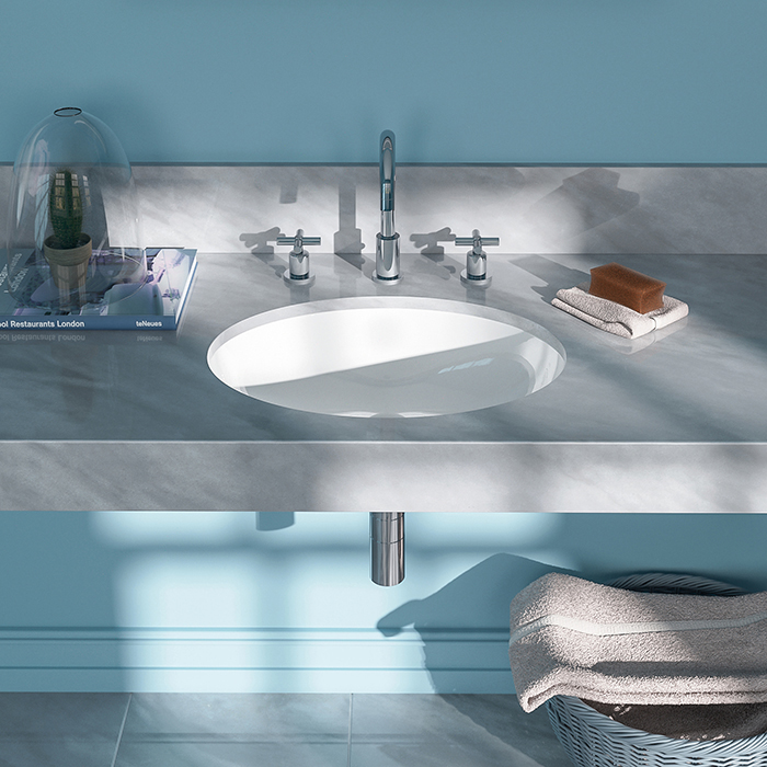 Catalano Italy Раковина 57х42см., встраиваемая под столешницу с переливом, цвет: белый глянцевый