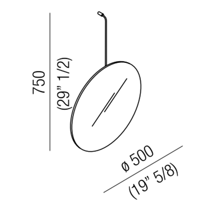 Agape Bucatini Круглое зеркало d50x75 см, на белом держателе, цвет: полированный