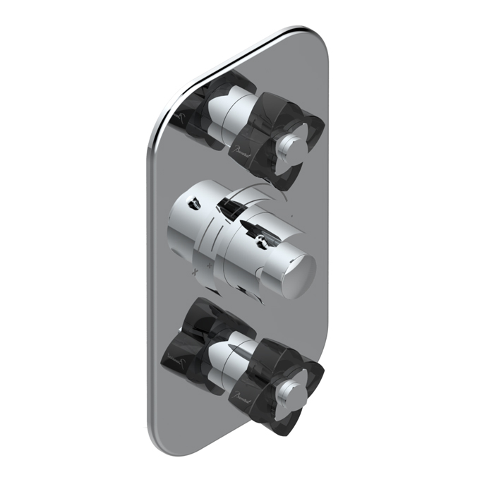 THG Petale de Cristal noir Смеситель для душа, термостатический, 2 потока, цвет: хром/черный хрусталь