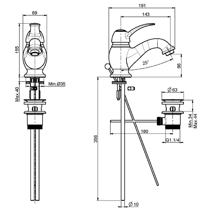 Carlo Frattini Lamp Смеситель для раковины, цвет: бронза