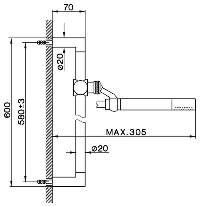 Cisal Shower Душевой гарнитур, ручная лейка, шланг 150см, штанга 58см, цвет: черный матовый