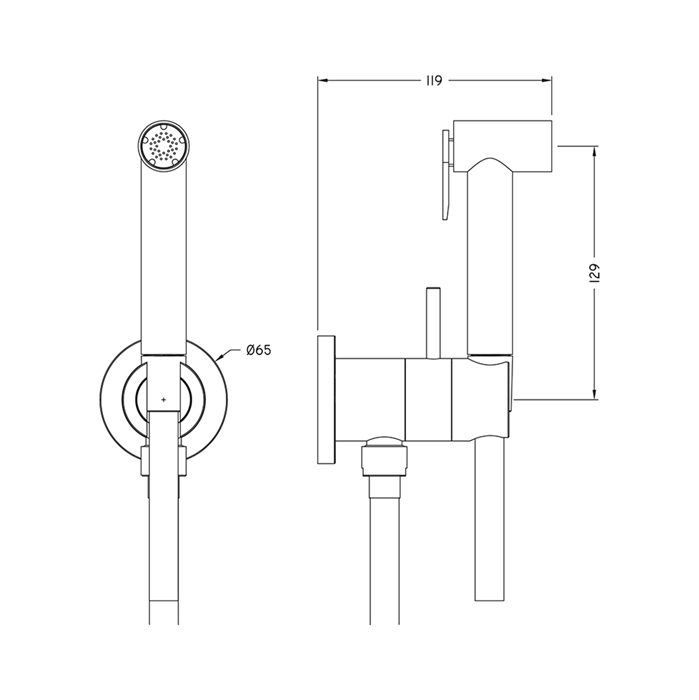 Cisal Shower Гигиенический душ со шлангом 120 см,вывод с держателем и встроенный прогрессивный картридж,лейка латунь, цвет: Nichel Spazzolato