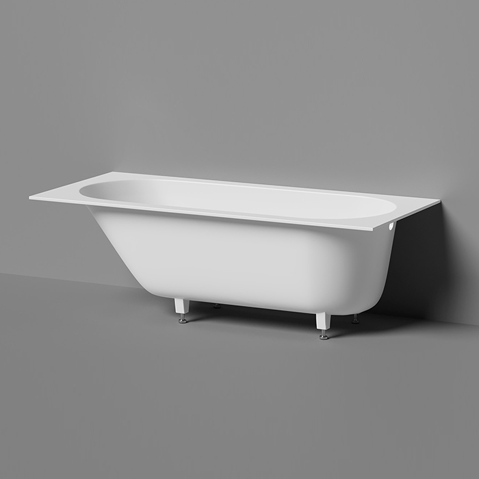 Salini Lofo Ванна 179х79.1х61см., встраиваемая, Solid Surface, без слива-перелива, с ножками, цвет: белый матовый