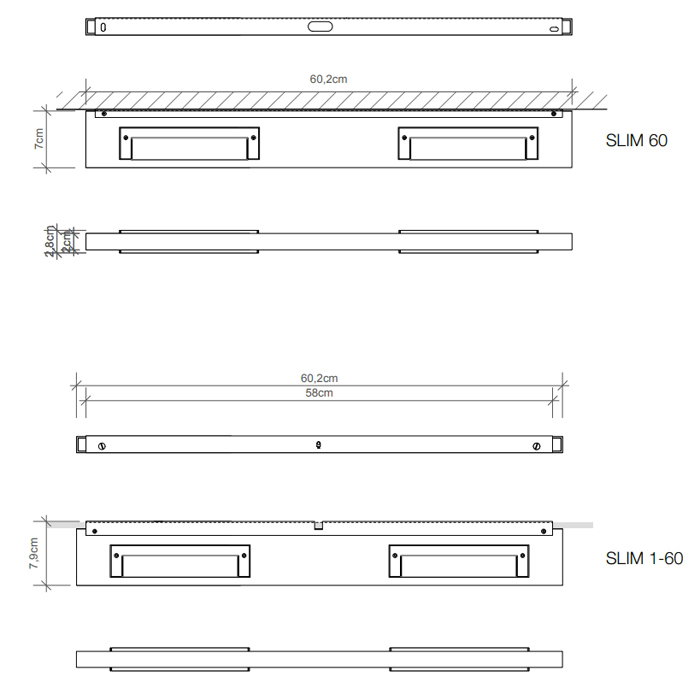 Decor Walther Slim 60 Светильник настенный 60x7x2см, 2x R7S 118mm max. 100W, цвет: хром