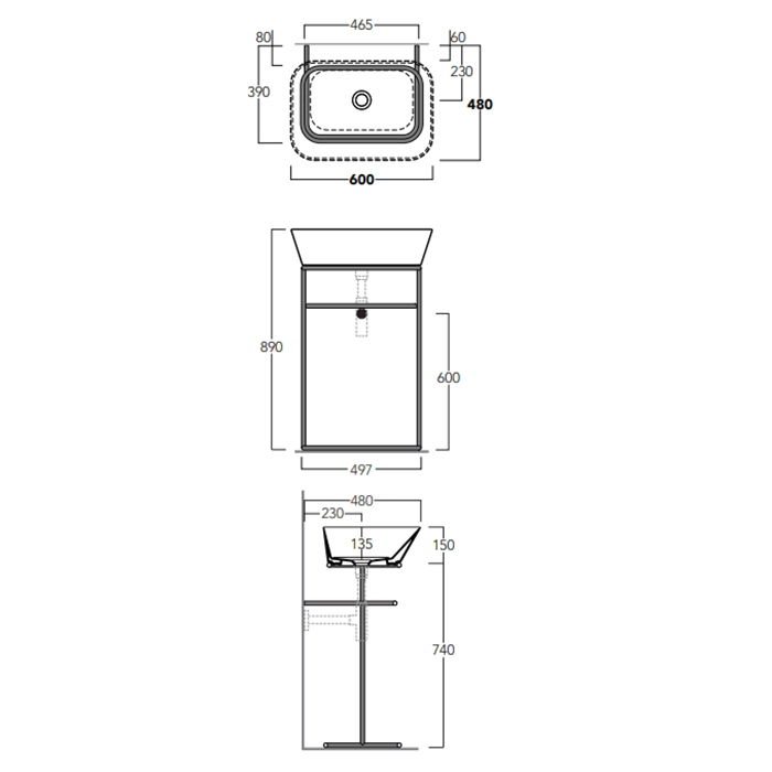Simas Wave Раковина-чаша 60х42х16.5 см, без отв., цвет: черный матовый