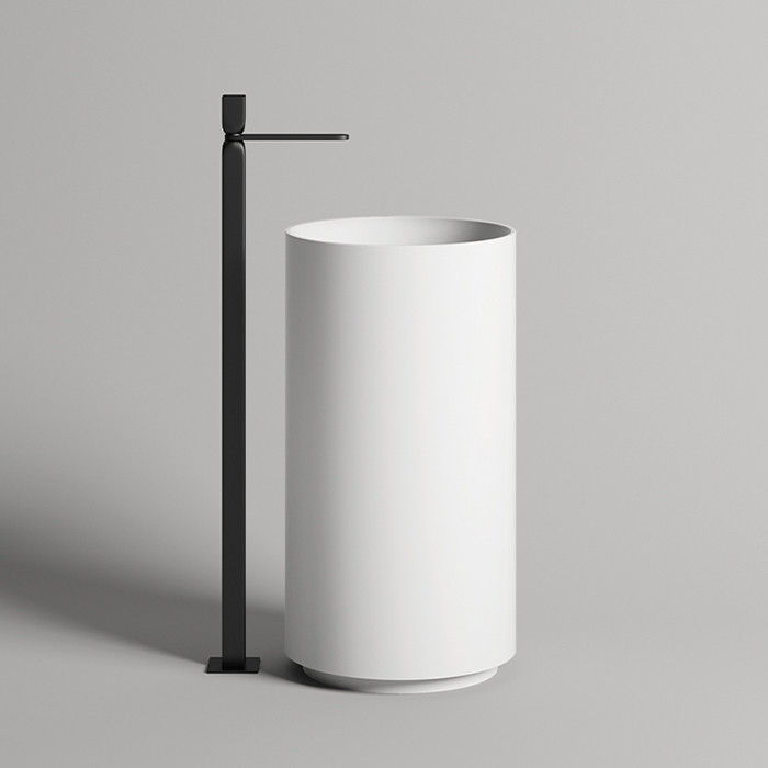 Salini Armonia Раковина напольная 45х45х85см, материал: S-Stone, слив в пол, цвет: белый матовый 