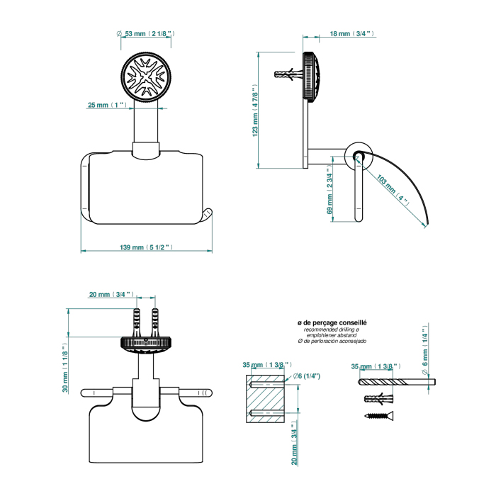 THG Hirondelles Platinum Stamped Держатель т/б, подвесной, цвет: хром