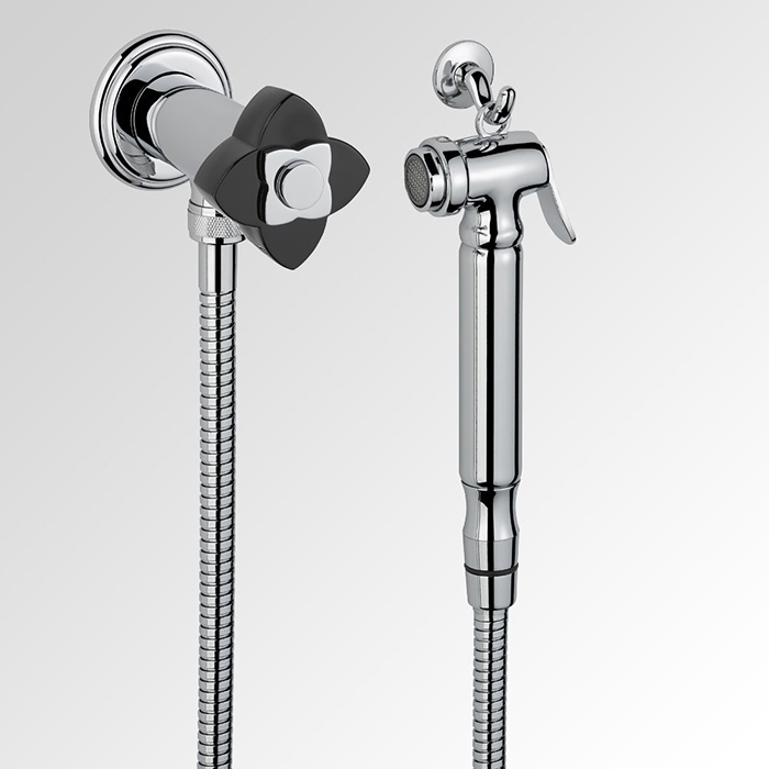 THG Petale de Cristal noir Гигиенический душ, цвет: хром/черный хрусталь