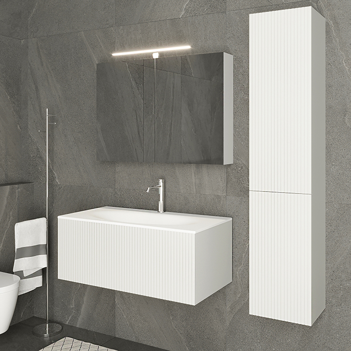 TW Shape комплект подвесной мебели 100х50см, с раковиной, с 1 выдвиж. ящиком с механизмом push-to-open, цвет: белый матовый RAL9003