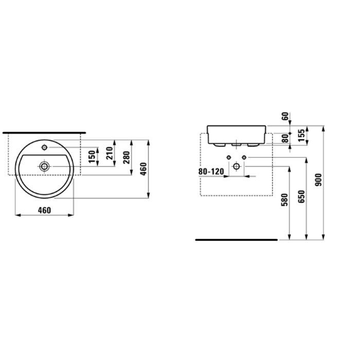 Laufen Living City Раковина 46х46х14 см, 1 отв., с дефектом, цвет: белый