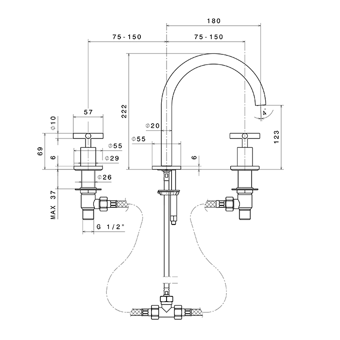 Newform Blink Смеситель для раковины, 3 отв., цвет: хром