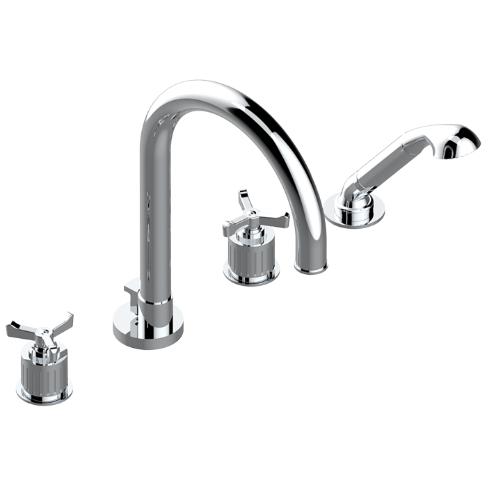 THG Hamptons Смеситель на борт ванны, 4 отв., с ручным душем, цвет: хром