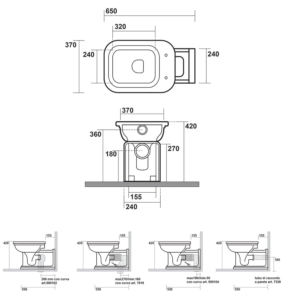 Kerasan Waldorf Унитаз 65х37см., напольный, пристенный, "Prolungato", цвет: белый