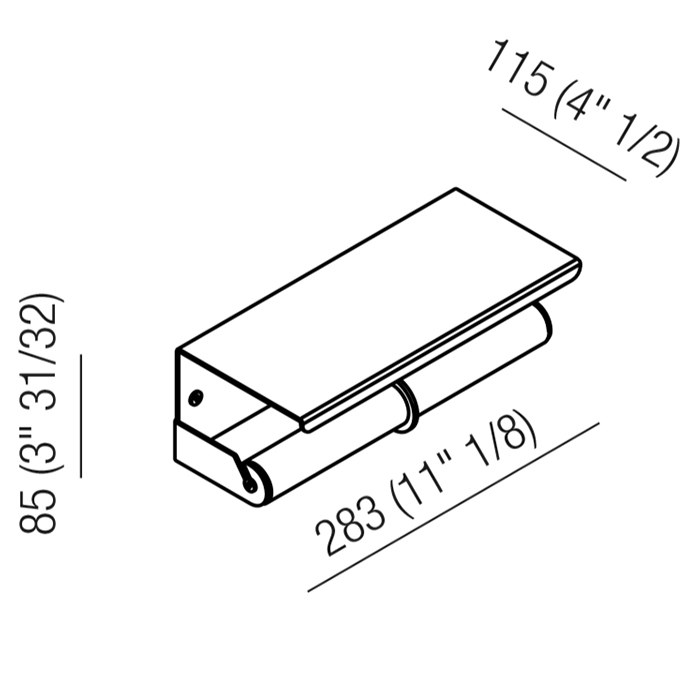 Agape Mach 2 Держатель для туалетной бумаги двойной подвесной 28.3x8.5 см, цвет: сатин