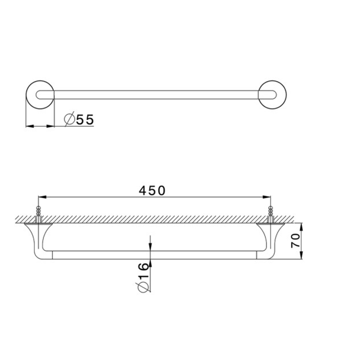 Cisal Vita Полотенцедержатель 45см., подвесной, цвет: черный матовый