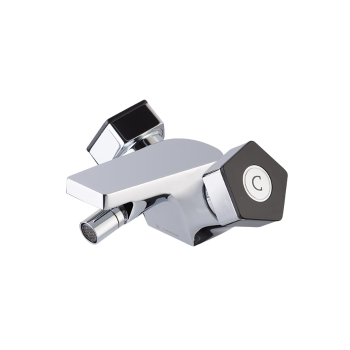 Newform ParkLE Смеситель для биде, 1 отв., с донным клапаном, цвет: хром/черный матовый