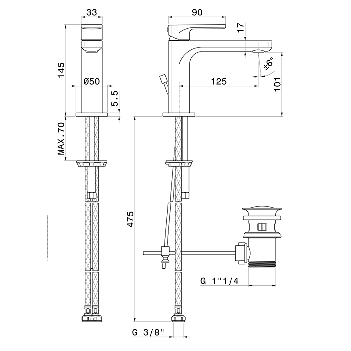 Newform B-Easy Смеситель для раковины, 1 отв., с донным клапаном, цвет: черный матовый