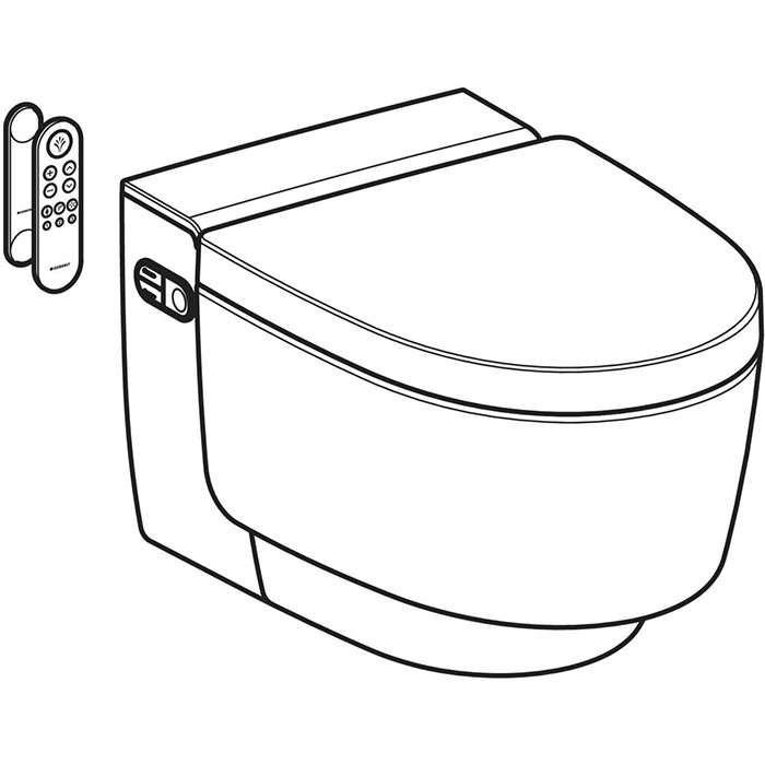 Geberit AquaClean Mera Comfort Унитаз-биде подвесной, KeraTect, панель хром, цвет: белый глянцевый
