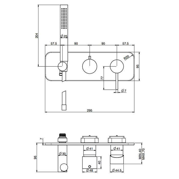Fima Carlo Frattini Spillo Up Смеситель для душа, встраиваемый, с переключателем на 2 источника, с ручным душем, цвет: черный матовый