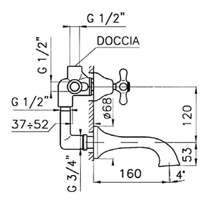 Nicolazzi Articoli Vari Излив с выносом: 160 мм, цвет:Bronze Plated