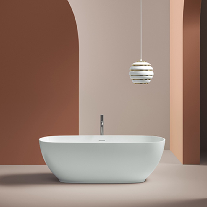 Artceram Hoop Ванна отдельностоящая из искусственного камня Livingtec 170х70х50 см, со слив-переливом (с сифоном ACA066), цвет: белый глянцевый