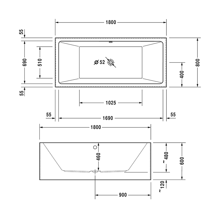 Duravit Vero Air Ванна 180x80см, встраиваемая, цвет: белый