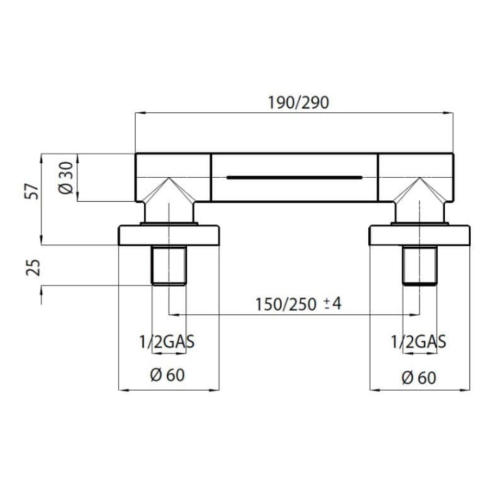 Bossini Cascata-Wall Излив для душа, "каскад", цвет: хром