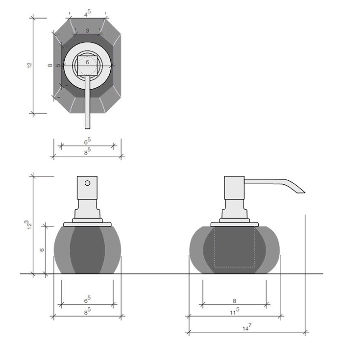 Decor Walther KR BMD Kristall Дозатор для жидкого мыла, настольный, цвет: Capri blue/черный матовый